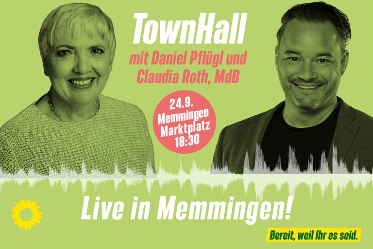 Townhall mit Claudia Roth und Daniel Pflügl in Memmingen