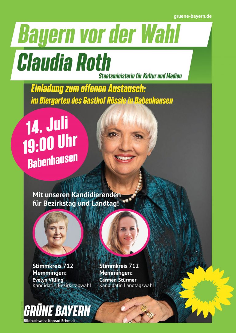 Kultur und Demokratie – Claudia Roth, Staatsministerin für Kultur und Medien – in Babenhausen
